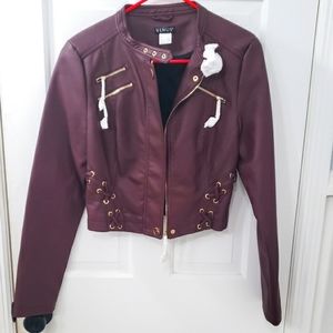 New Venus motorcycle jacket vegan faux leather Maroon Medium